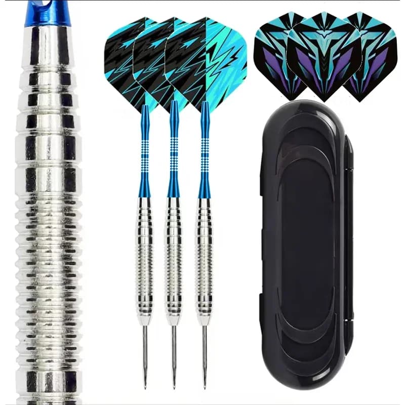 Professional Darts Steel Tip Set 22g Metal Tip Darts Dart Metal Tip Set 3 Aluminum Dart Shafts + Extra 3 Dart Flights