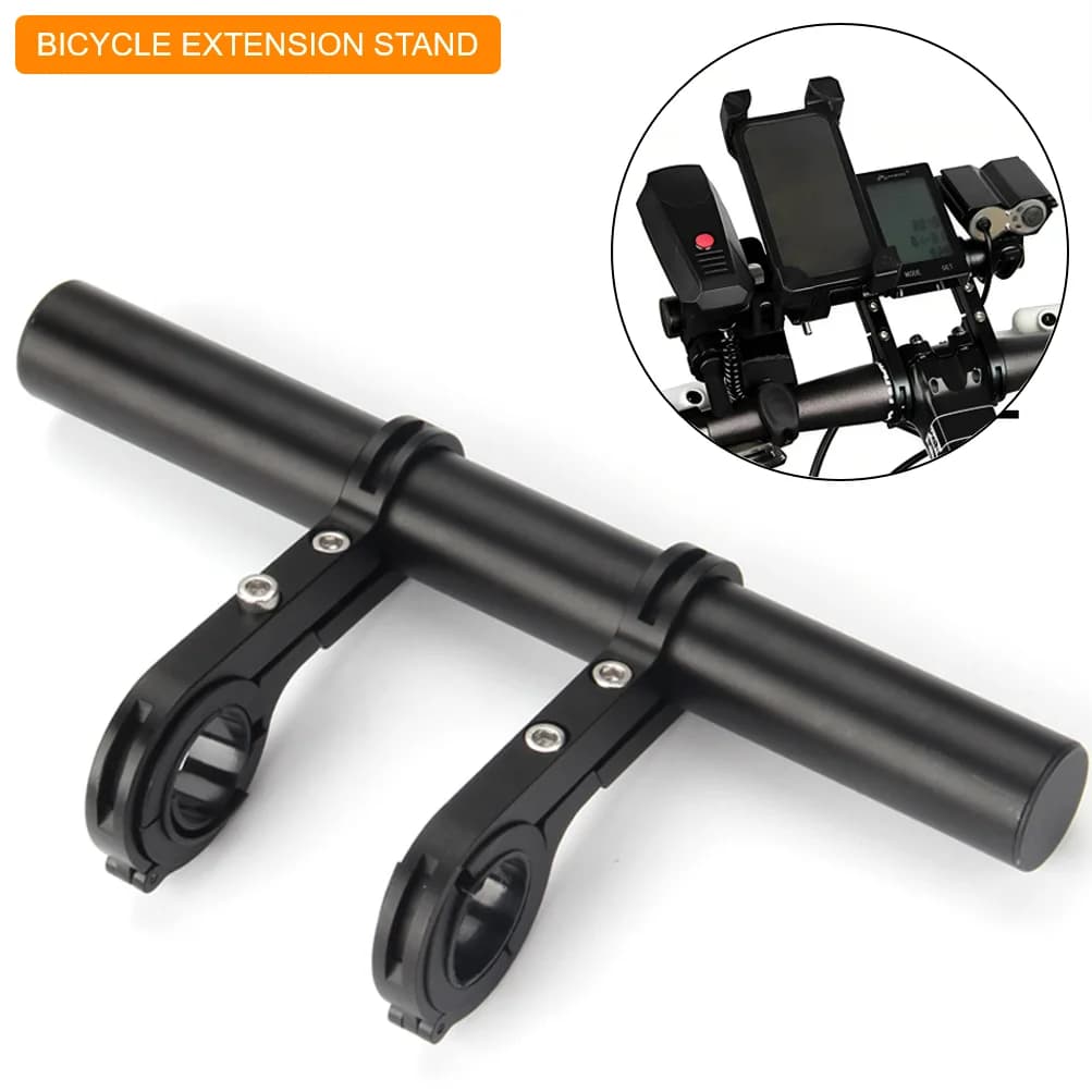 Estensore Manubrio Bici in Lega di Alluminio da 20CM, Supporto Anteriore per Luce, Lampada e Torcia per Mountain Bike