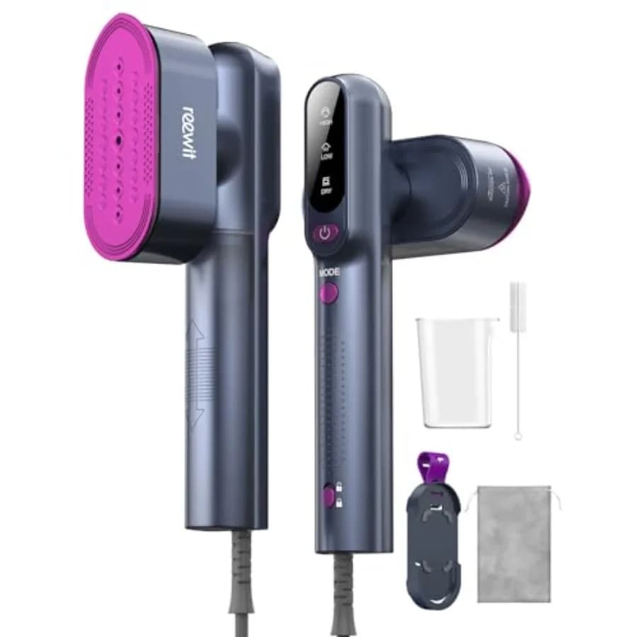 Vaporizzatore da Viaggio per Vestiti 100-240V 2 in 1, Stiratore Portatile a Vapore 1200W, Riscaldamento Rapido, Ampio Pannello Termico, Stiratura Veloce dei Tessuti