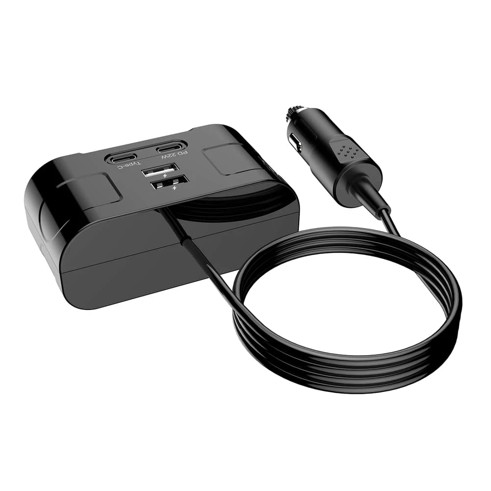 Caricatore USB per presa accendisigari auto PD 22W, 2 USB e 2 Type-C, adattatore caricabatterie auto a 2 prese QC3.0