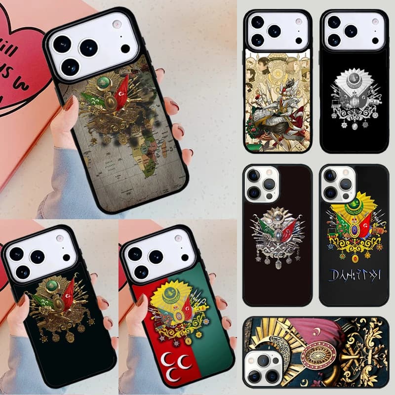 Cover per iPhone con stemma dell'Impero Ottomano per Apple iPhone 17 Air 16E 15 14 Plus 13 12 11 Pro Max Mini
