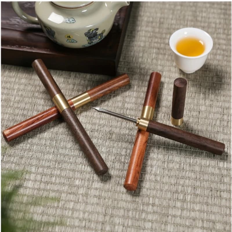 Coltello da tè in acciaio inossidabile con ago da tè in legno di sandalo con manico in legno Strumenti per il tè del Puer Ago a cono che rompe fare leva il tè Pick di ghiaccio in mattoni