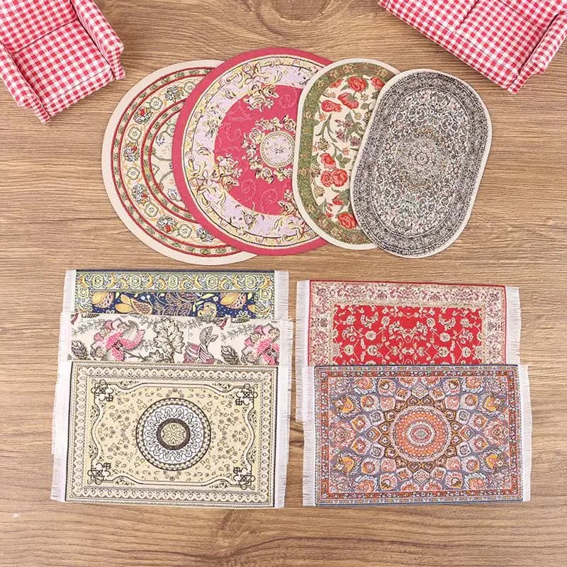 Tappeto per casa delle bambole diversi tipi 1:12 casa delle bambole tessuto a mano Mini tappeto da pavimento tappeto per casa delle bambole camera da letto bagno