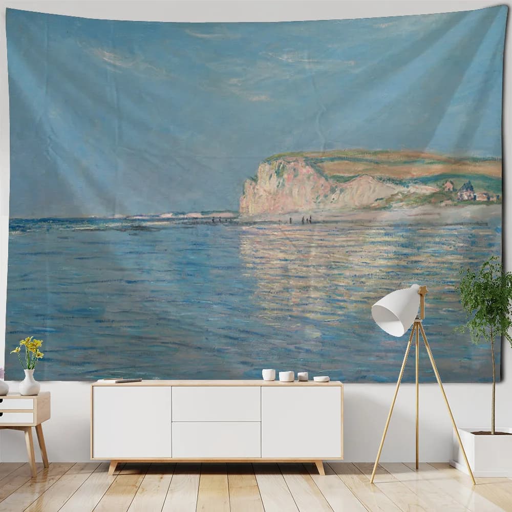 Tapestry with Monet Oil Painting, French Landscape, Wall Decoration for Home, Yoga Mat, Sofa Cover, Bedding