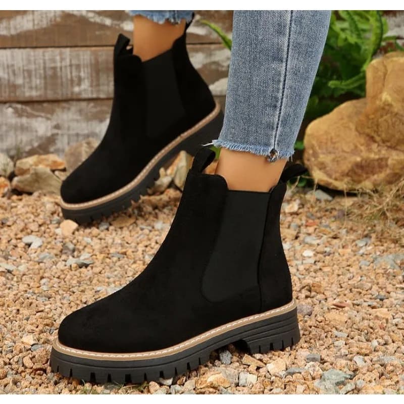 Stivaletti da donna di grandi dimensioni tacco quadrato punta tonda stivaletti da donna per il tempo libero quotidiano conciso nuove scarpe da donna Zapatos De Mujer