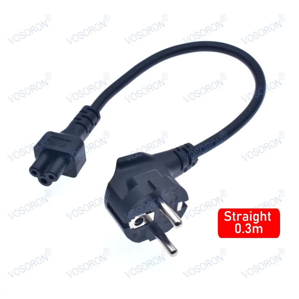 Cavo di alimentazione da viaggio corto europeo 1ft CEE7/7 maschio a IEC 320 C5 femmina per notebook portatile, cavo da 1ft schuko a C5