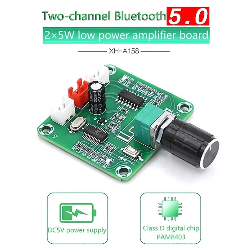 Scheda Amplificatore Wireless DIY Pam8403 a Bassa Potenza 5W*2 XH-A158 Bluetooth 5.0 Ultra Nitido