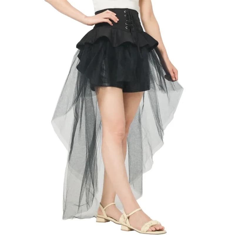 qq34Steampunk Corset Oversize Gonna punk gothic Woman Halloween Party Carnival Cocktail Tulle skirts