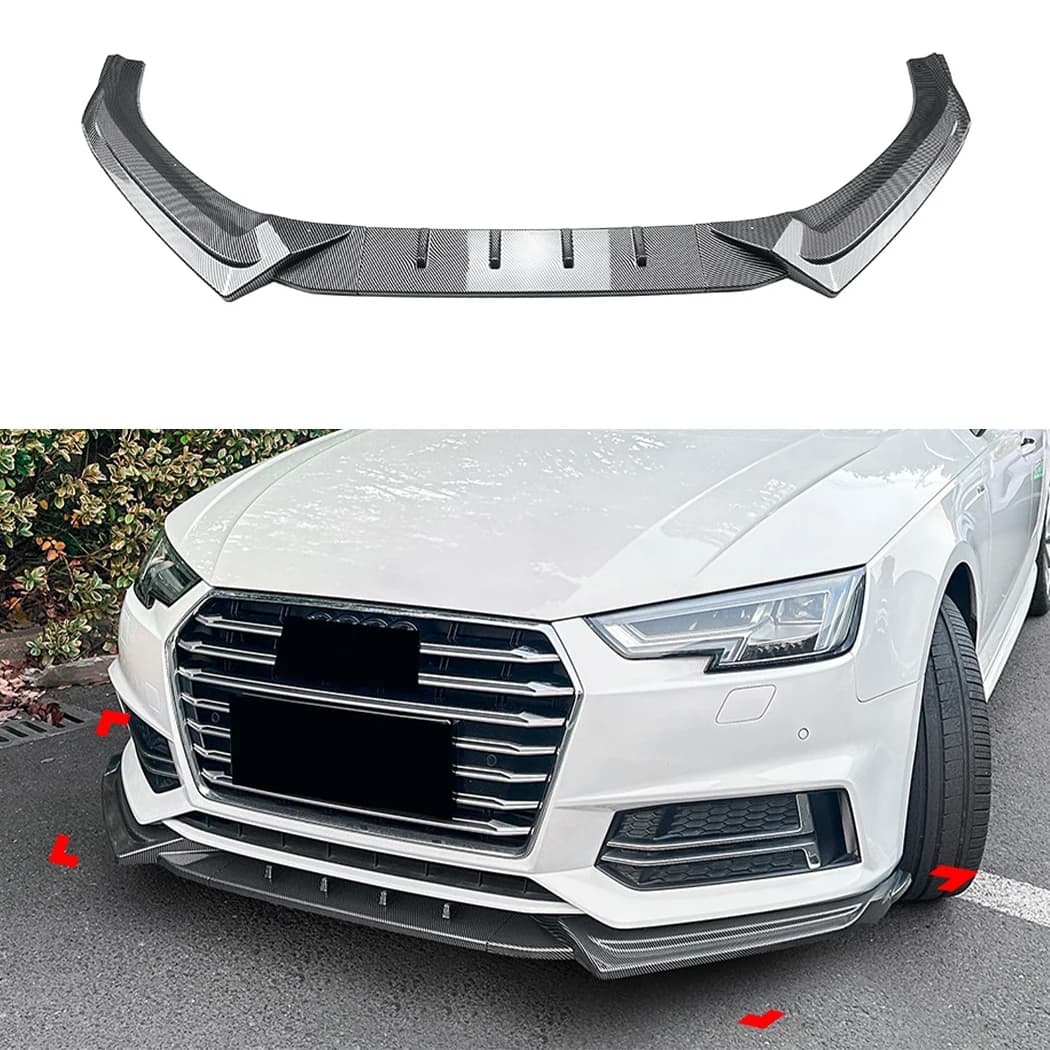 For Audi A4 B9 Sline 2017 2018 2019 Front Bumper Spoiler Lip Lower Body Kit Diffuser Splitter Tuning Guard Car Accessories