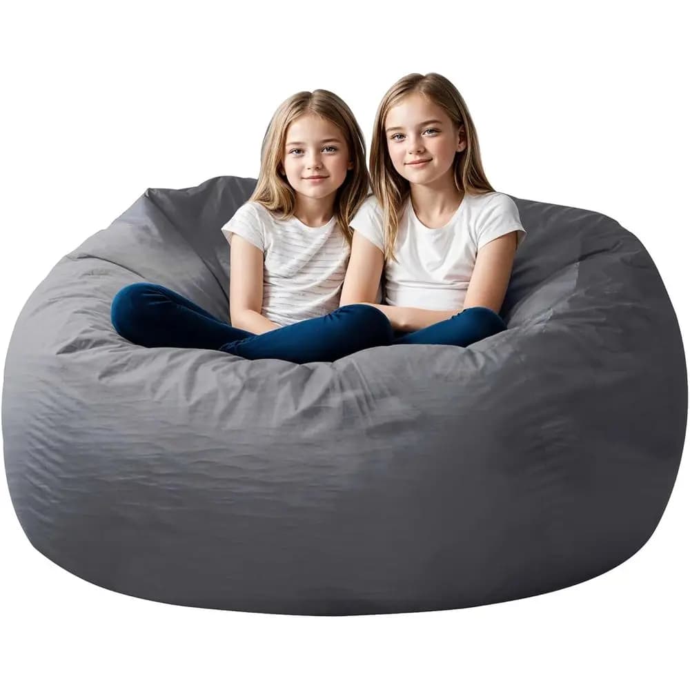 Poltrona Sacco Oversize per Adulti in Memory Foam ad Alto Rimbalzo con Rivestimento Rimovibile per Gaming, Lettura e Relax in Grigio