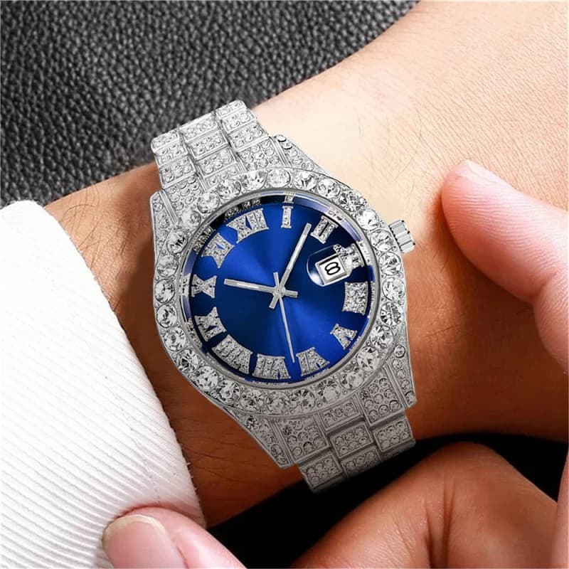 Hip Hop Watch Luxury Waterproof Men's Watch Brand Watches Round Stainless Steel Wrist Watch Quartz Gift Boyfriend