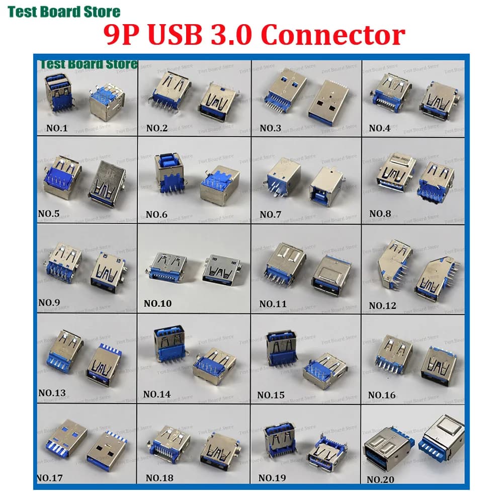 2/5/10PCS USB3.0 Jack 9P 9 Pin USB Male/Female Fast Data Transmission Connector PCB Socket For Laptop Notebook USB Socket