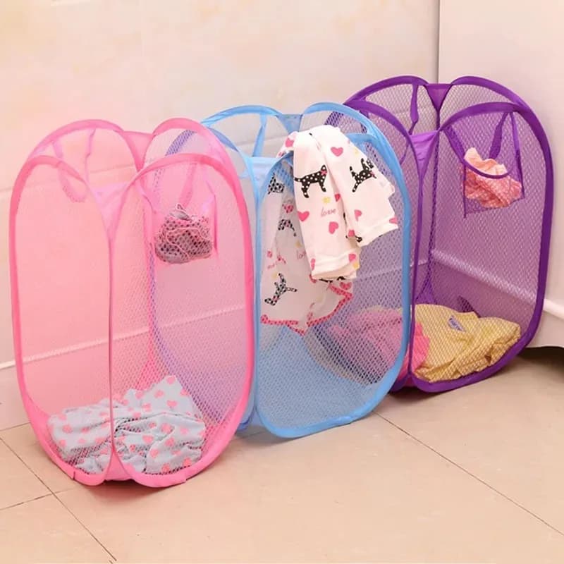 Foldable mesh linen basket small storage basket dirt living room bedroom change basket for portable clothes business travel