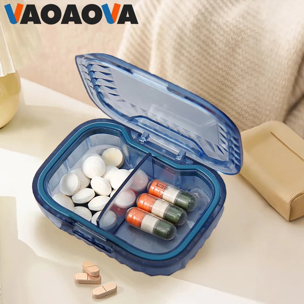 1 pc 2 compartments moisture proof organizer of daily portable travel pills vitamin fish oil suplement bag case