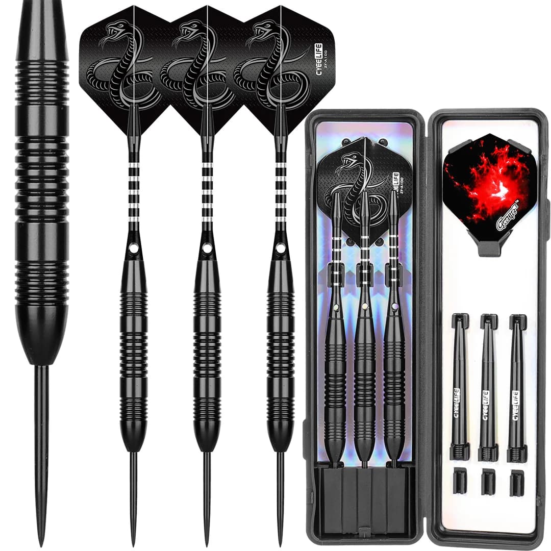 CyeeLife Professionale Punto Barile Freccette Ago Giochi di sport al coperto 21g Punta in acciaio standard Custodia per freccette Alberi in alluminio Set di volo