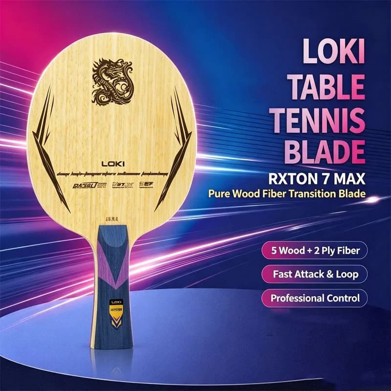 OFF+ LOKI RXTON Aurora 7 Max Table Tennis Blade Basalt Carbon Ping Pong Paddle 5 Wood 2 Carbon Table Tennis Racket Fast Attack