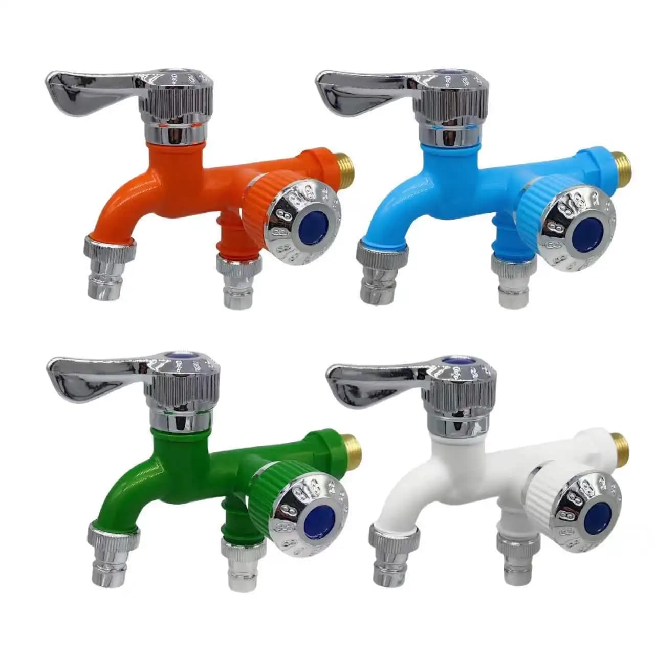 Rubinetto per lavatrice con ingresso e due prese, piscina con mocio in plastica, balcone, bagno, apertura rapida multifunzionale a doppia bocca
