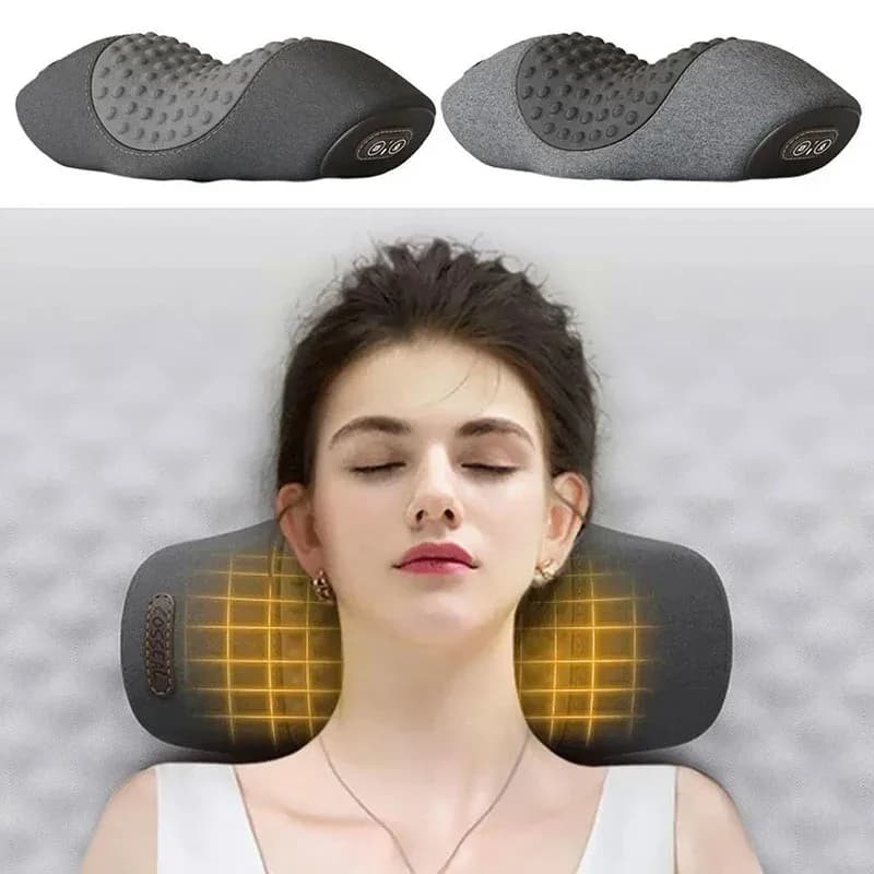 Massaggiatore elettrico Cuscino cervicale Impacco caldo Massaggio a vibrazione Trazione del collo Rilassa il cuscino in memory foam per dormire Supporto per colonna vertebrale