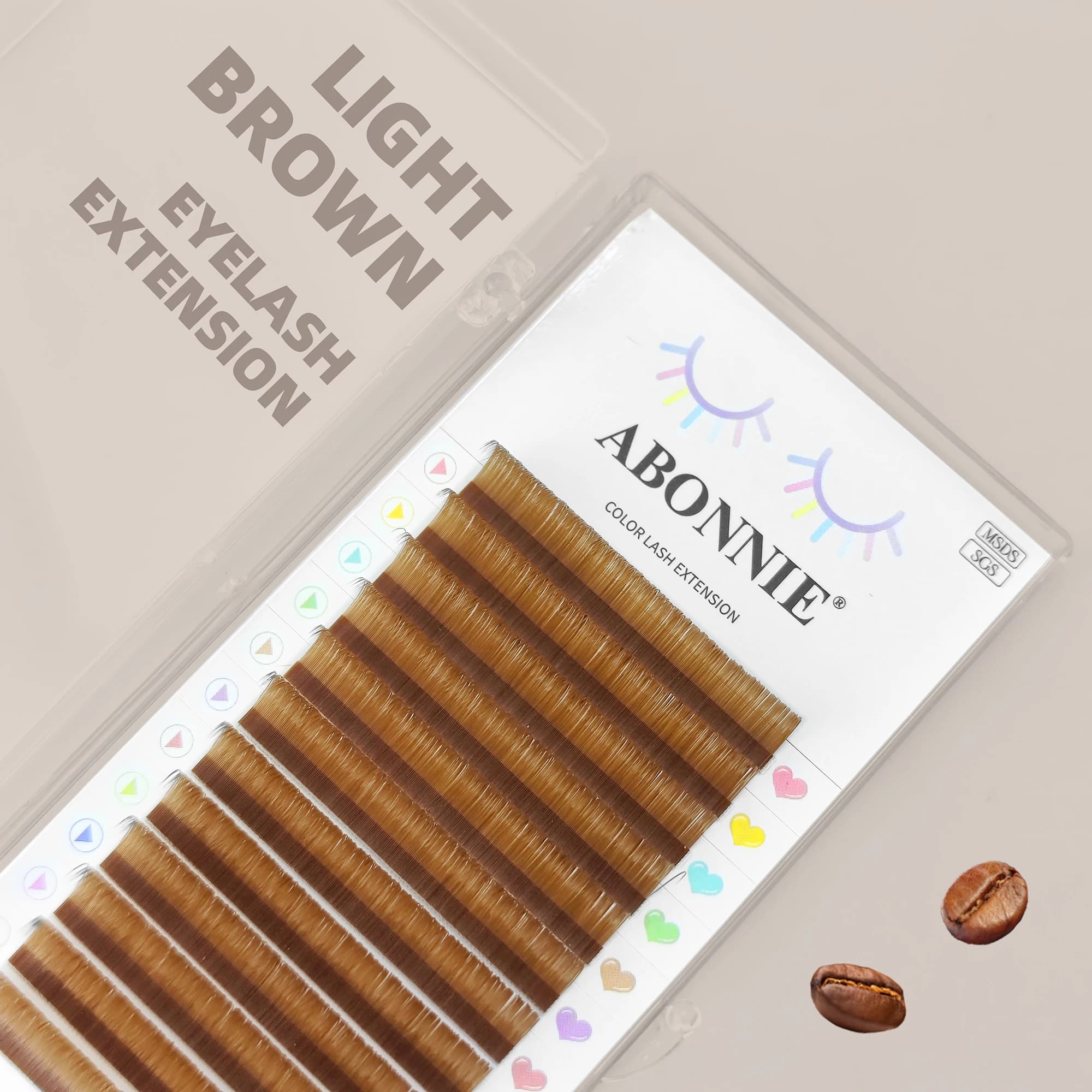 Abonnie Estensione ciglia individuali marrone chiaro Ciglia soffici Ciglia classiche premium colorate