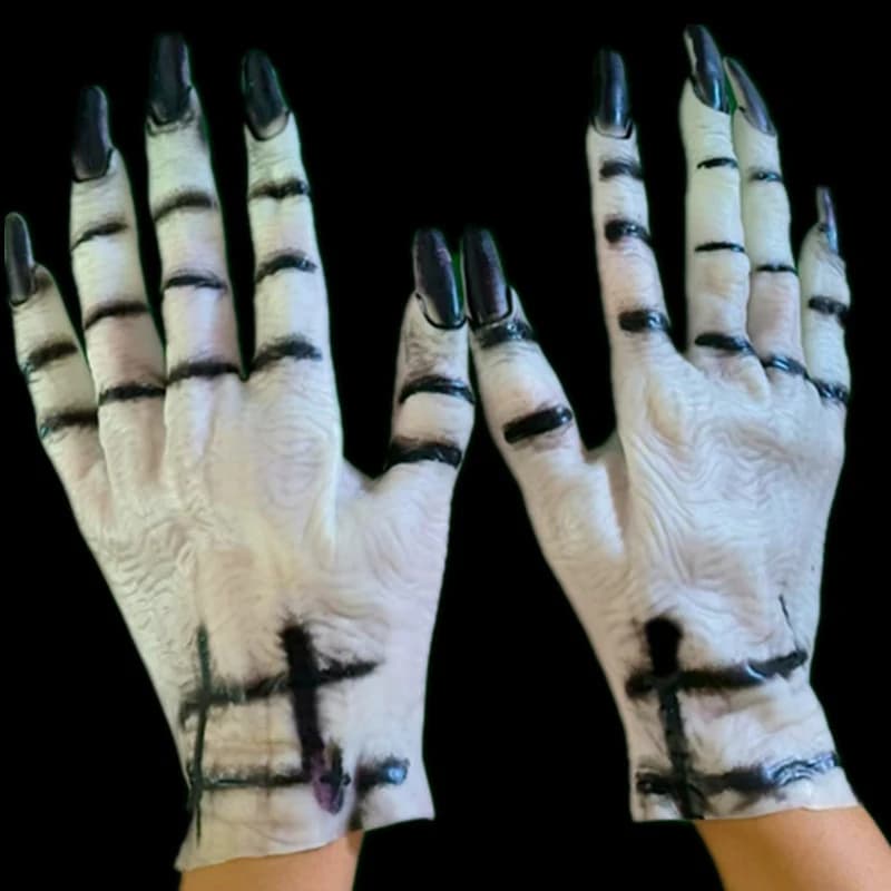 Guanti da lupo di Halloween, artigli da bestia, costume cosplay da lupo mannaro, zampa di mostro in lattice, accessori spaventosi per carnevale, feste in maschera