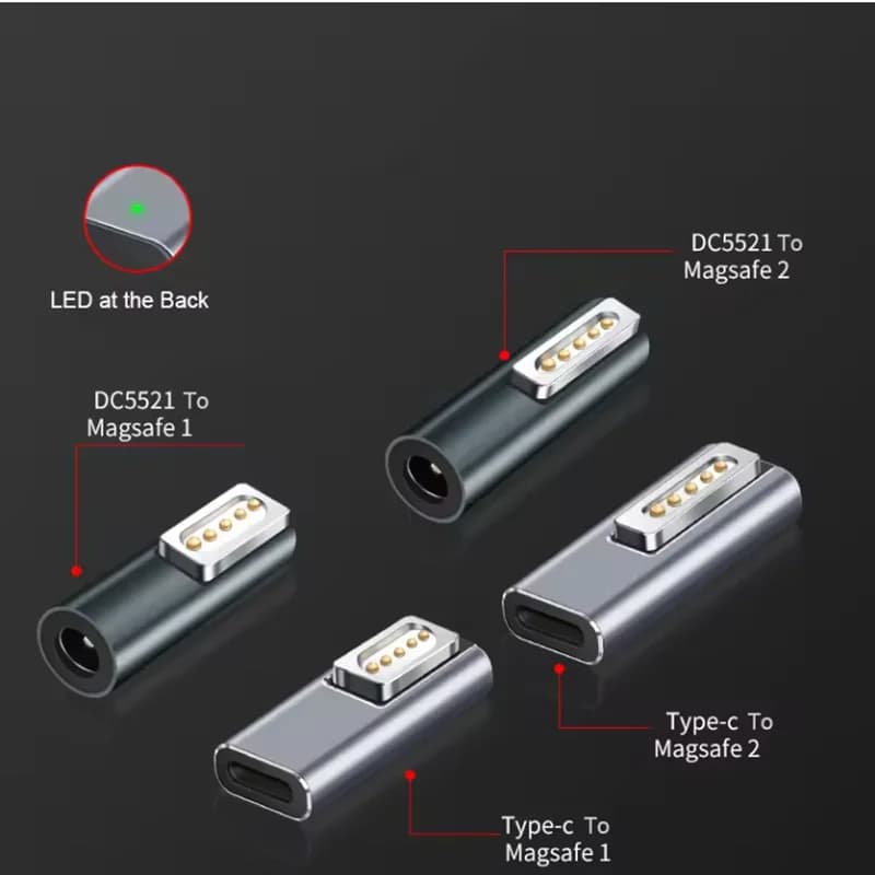 Adattatore Magnetico USB Tipo C per Magsafe1 e Magsafe 2, Ricarica Rapida 5A per MacBook Pro Max, Convertitore con Presa Magnetica USB C Femmina