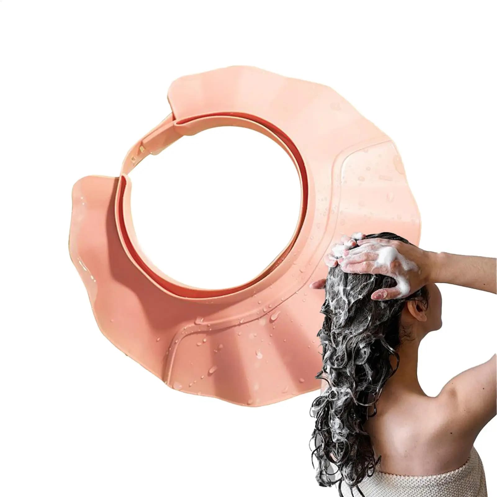 Cappello da shampoo per adulti, cappello da doccia per bambini, visiera regolabile per shampoo, visiera da bagno per bambini con design a tesa larga per bambini piccoli e ragazzi