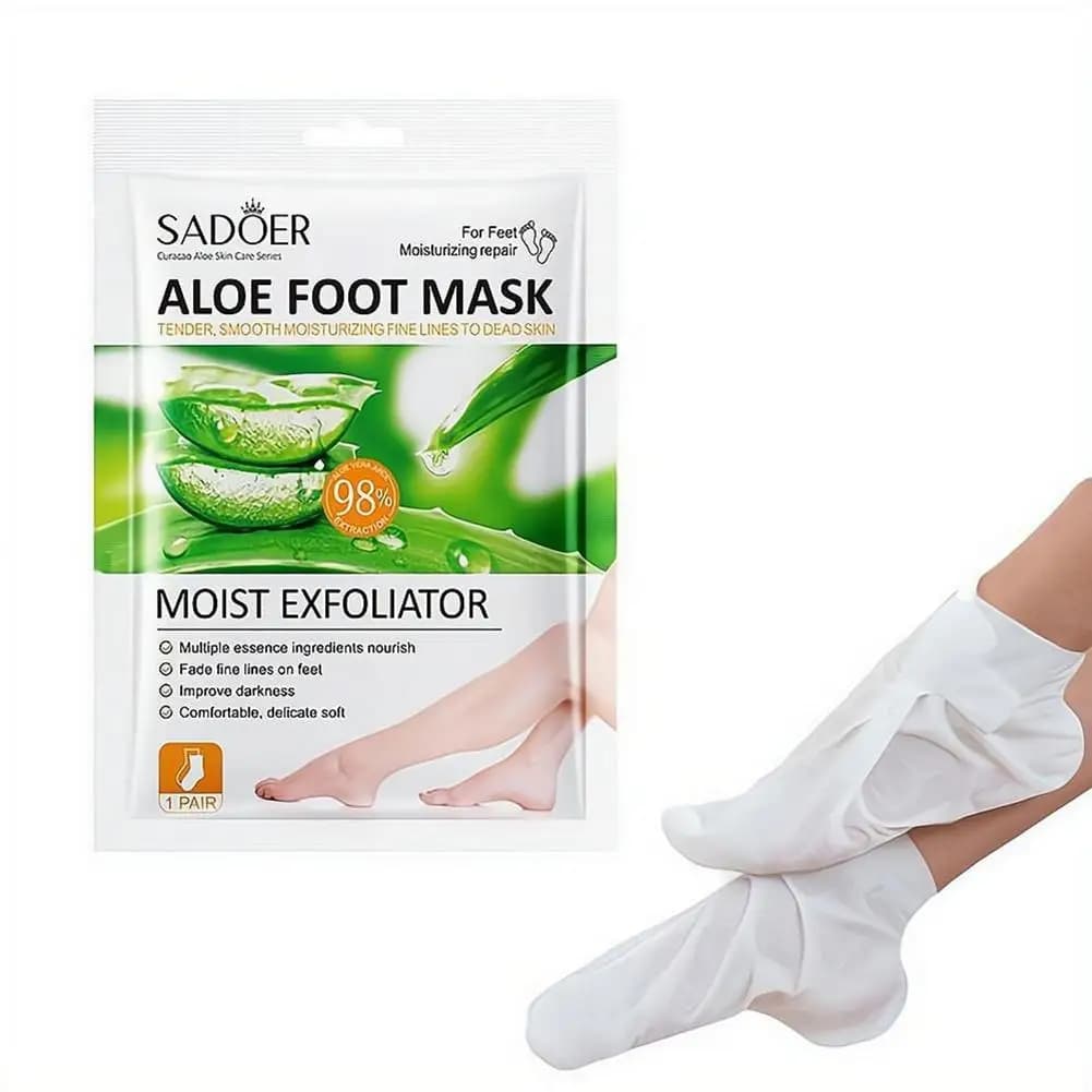 Aloe Vera Foot Mask Exfoliating Moisturizing 1 Pair Dead Skin Remover Spa Pedicure Socks Hydrating Foot Care Treatment