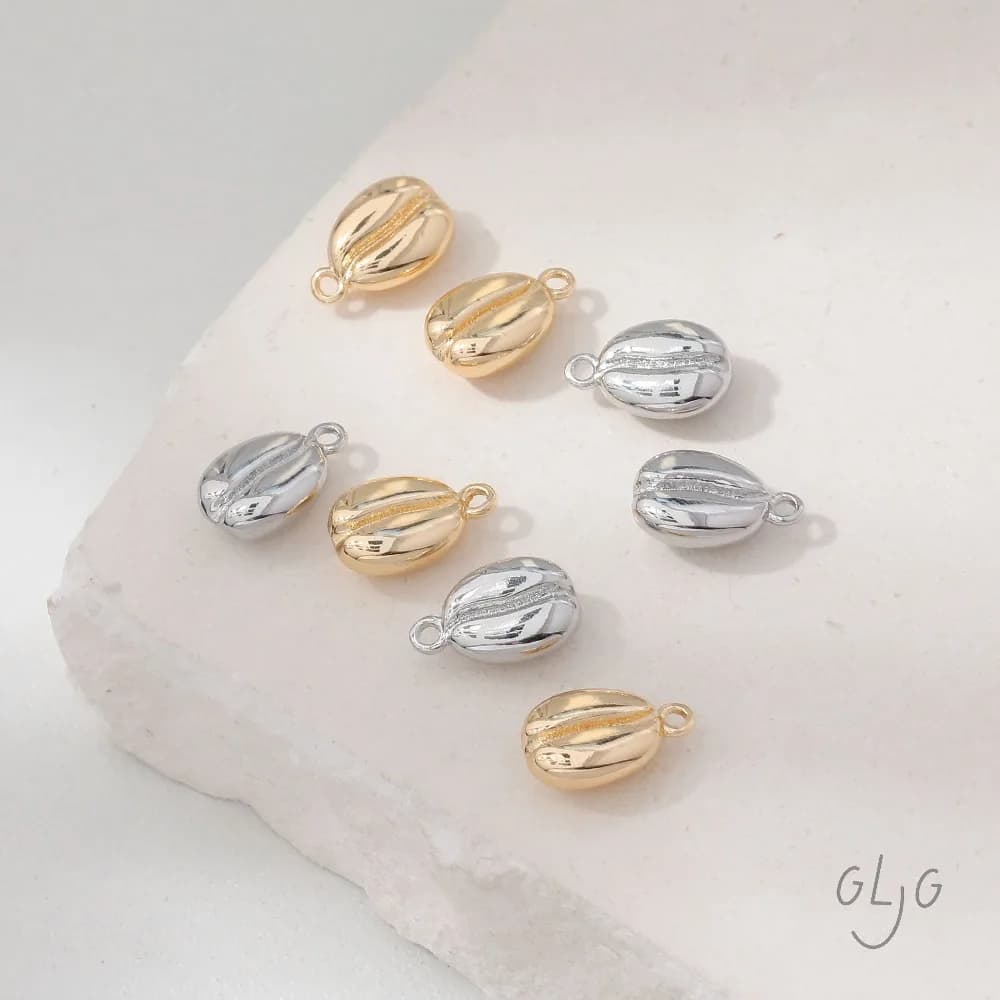 4CS Ciondoli delicati in chicchi di caffè per risultati di gioielli Creazione di forniture Eardrop Ottone fai da te Accessori placcati oro 14k 11 * 7mm