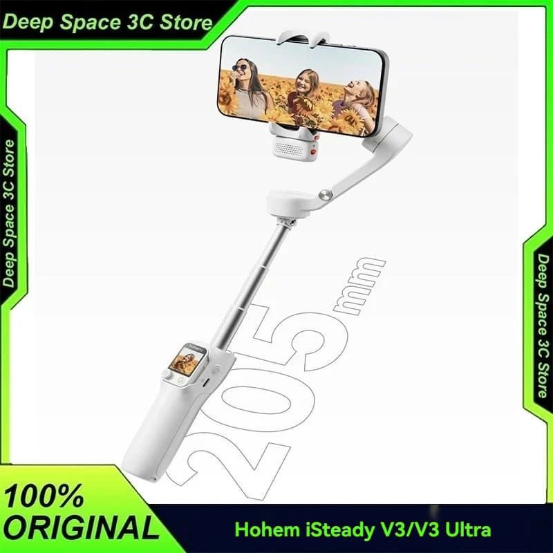 Stabilizzatore per smartphone Hohem iSteady V3/V3Ultra con tracciamento AI, gimbal a 3 assi, selfie stick integrato, portatile, per iPhone/Android