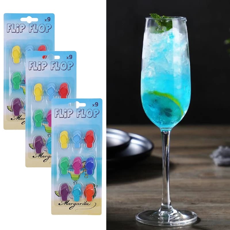 Set di 9 Segnalibri per Bicchieri da Vino in Silicone, Identificatori per Bicchieri da Cocktail e Feste, Segnaposto a Ventosa per Bicchieri