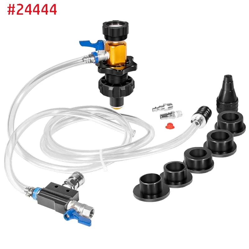Kit di ricarica del sistema di raffreddamento 24444, strumento di ricarica del liquido di raffreddamento sottovuoto/Tester di perdite, dotato di 5 adattatori universali per camion SUV per auto