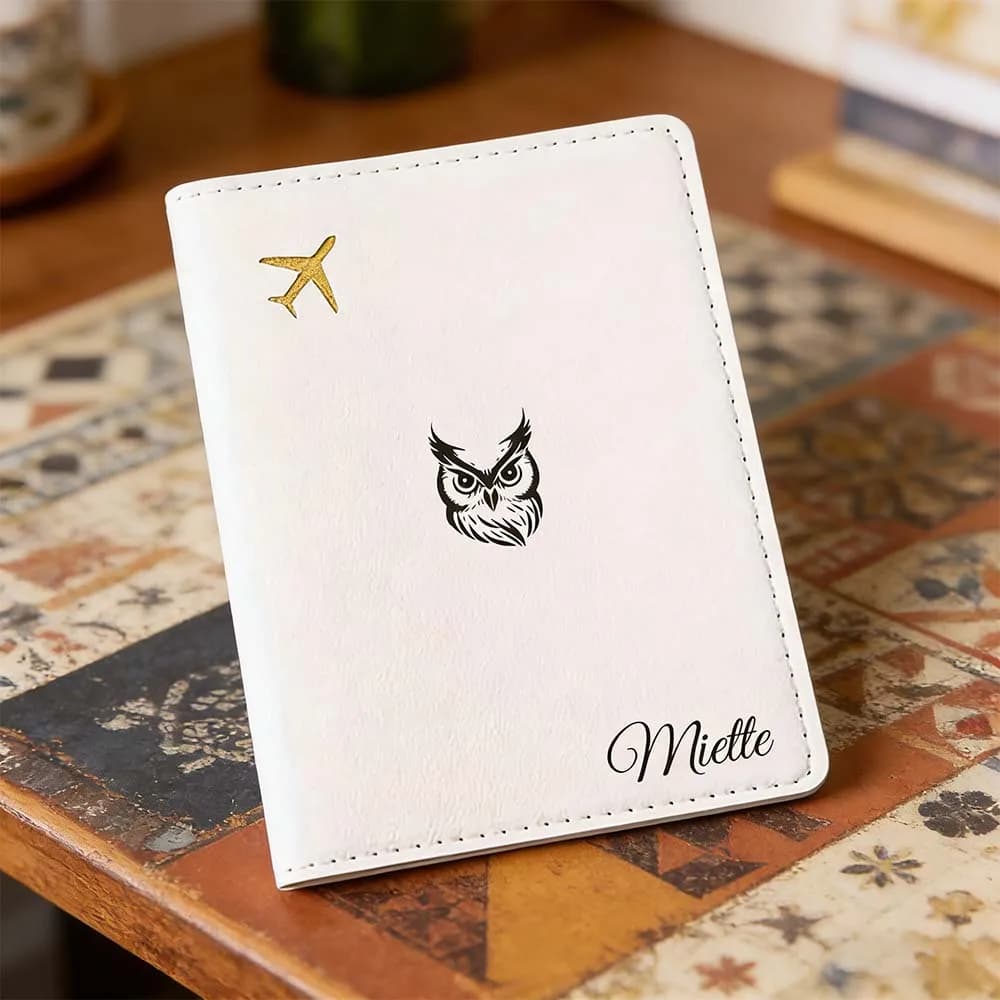 1 Pezzo Porta Passaporto Personalizzato con Nome, Regalo di Compleanno, Custodia in Pelle Cucita, Essenziale per i Viaggi