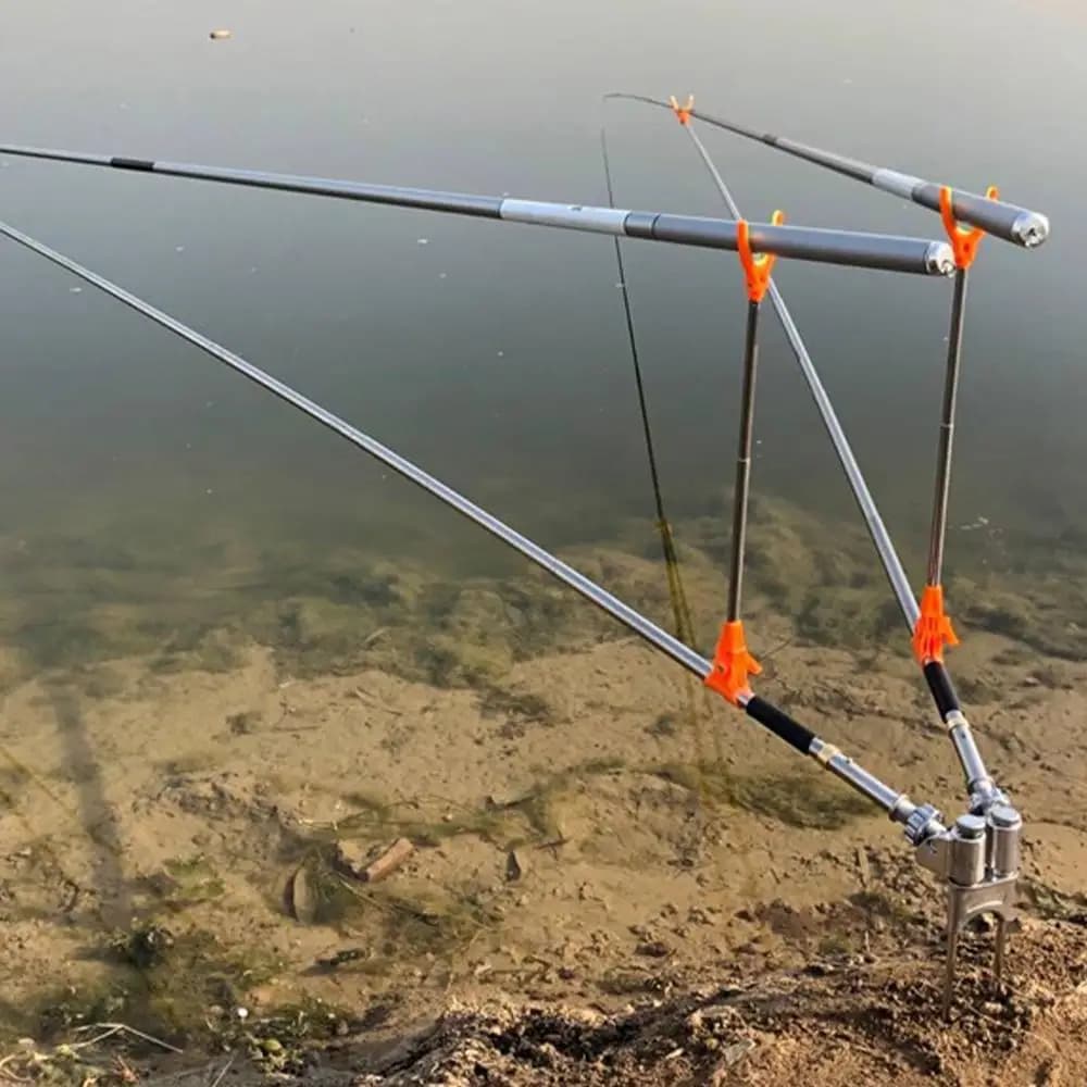 Supporto per Canna da Pesca da Terra Regolabile, Porta Canne Pieghevole 1.5-2.4M, Attrezzo da Pesca
