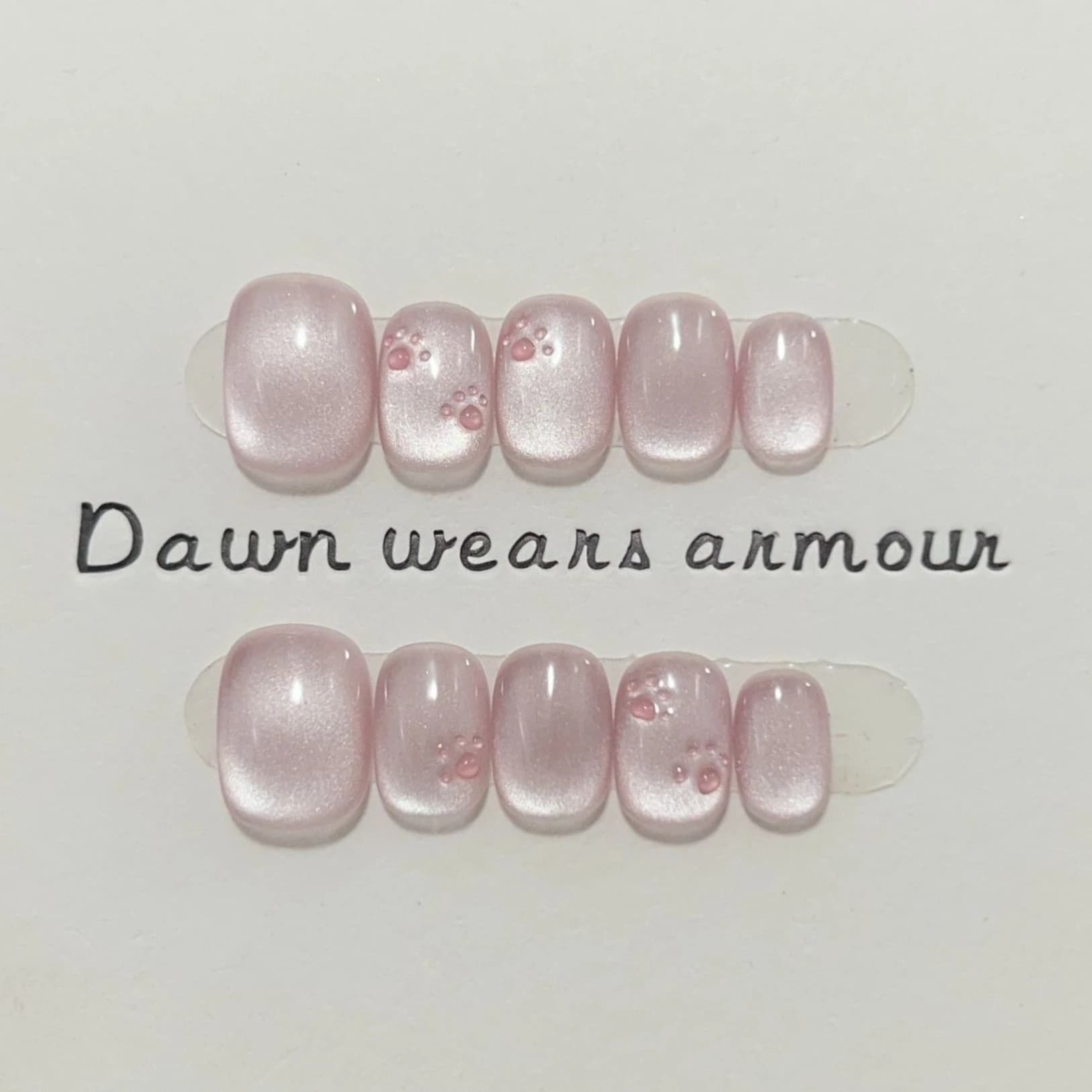 10 Pieces Finte Nails Pink Effect Cat Eye Made in Hand, Court and Rounds, with Star Design, Fin Nails Total Cover Painting, In Stock Manicure Tips, Nail Art