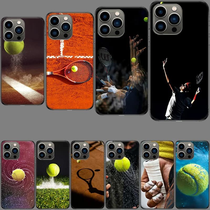 Custodia per telefono antiurto con design racchetta da tennis e pallina da tennis per iPhone 16E 15 Pro 14 Plus 17E 16 17 Pro Max Air 11 12 13 Mini, simpatica e protettiva