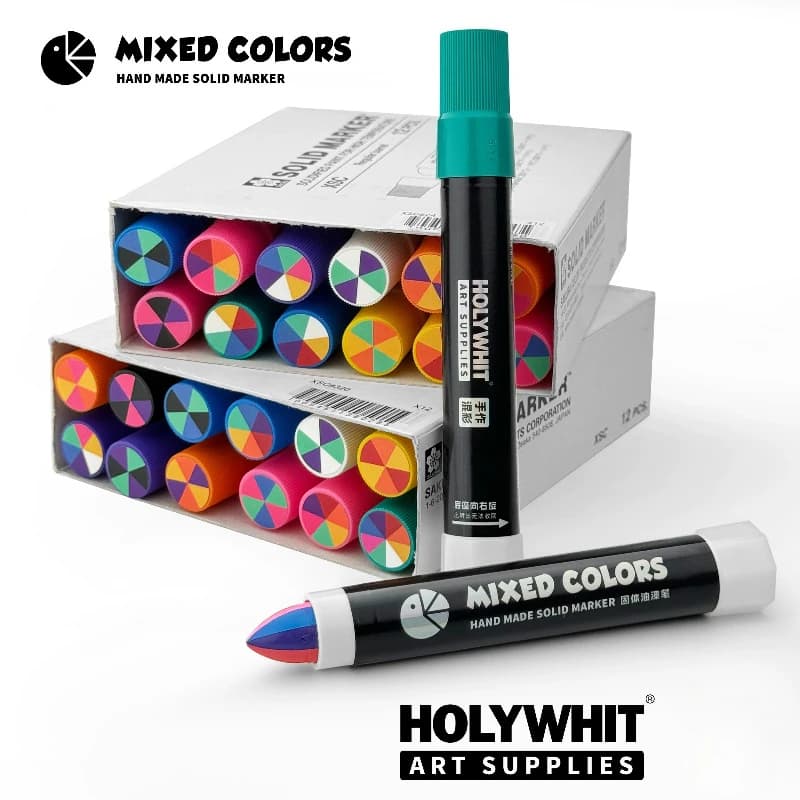 1 Pcs Mixed Solid Oil-Based Waterproof Paint Marker Pen Rainbow Colors Art Craft DIY Signature Color Mixing Art Supplies
