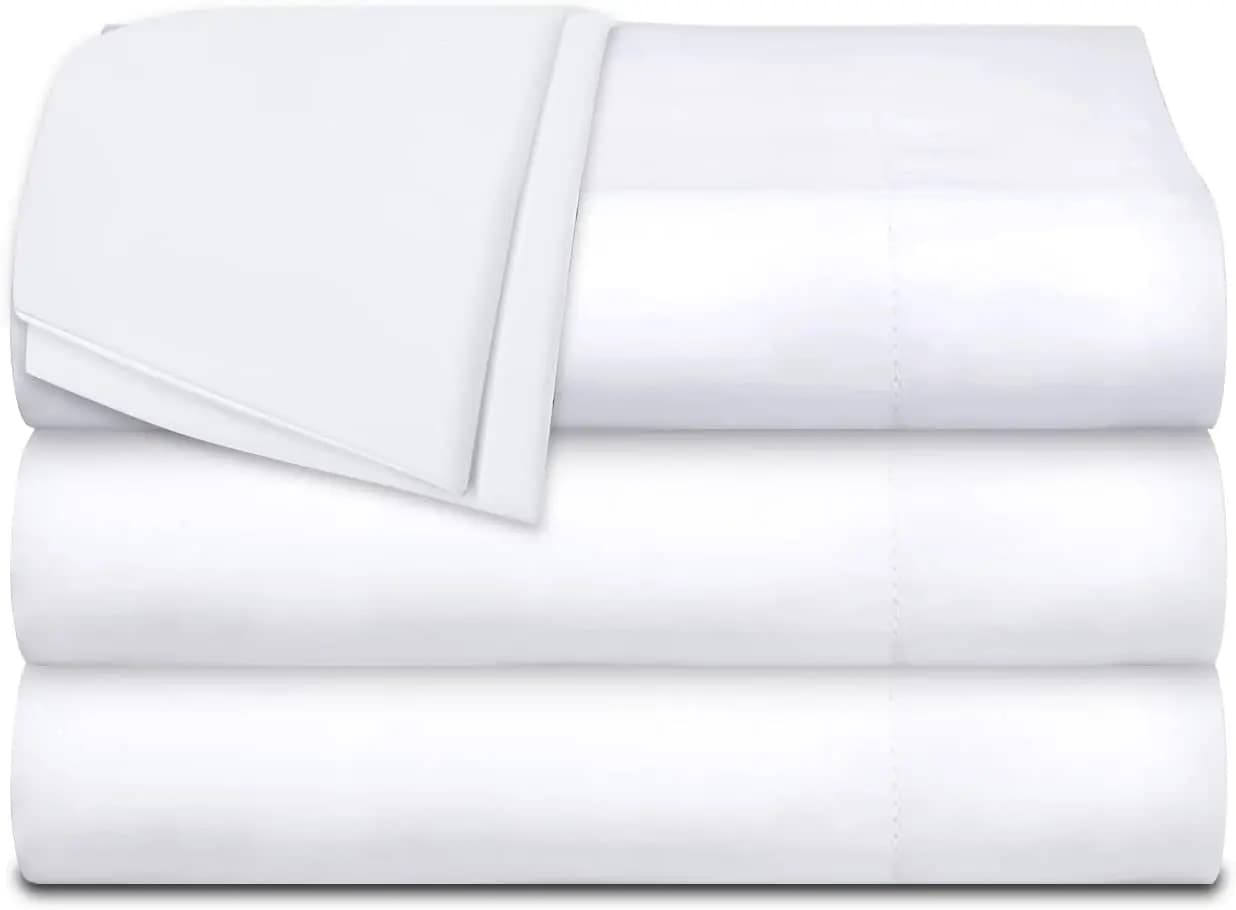 Set of 3 Sheets Classic White Plates, Cotton Sheet 66x104 Inches, 200 Wire