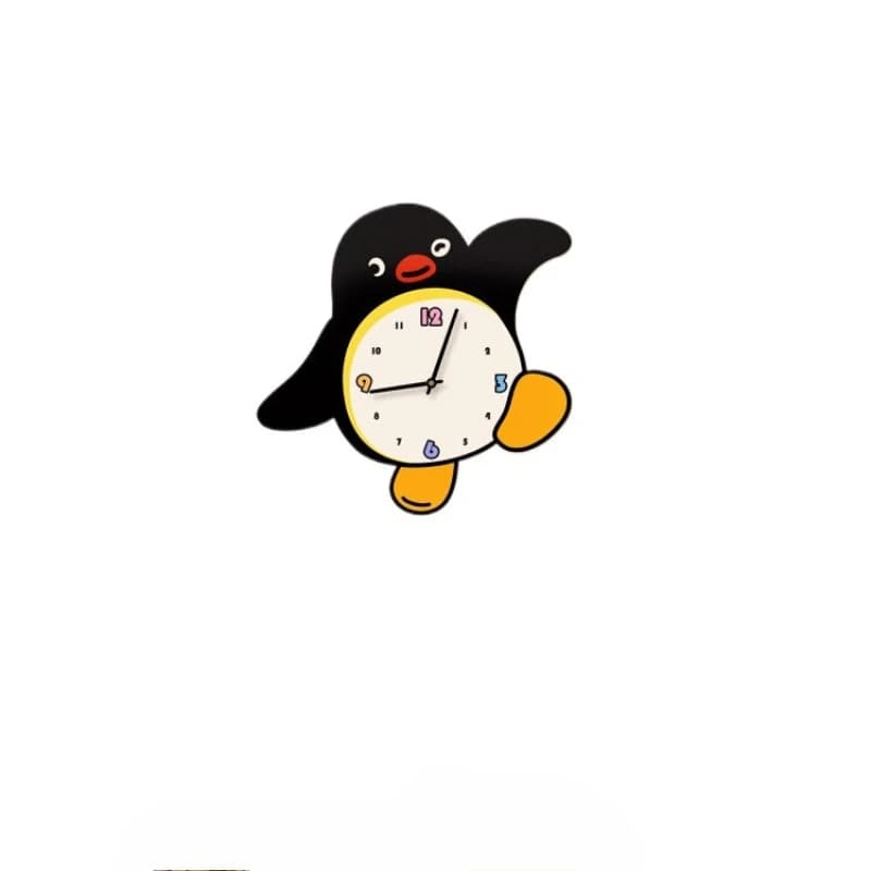 Cream Wind Living Room Wall Clock Creative Penguin Home Clock Dining Room No Punching Silent Clock