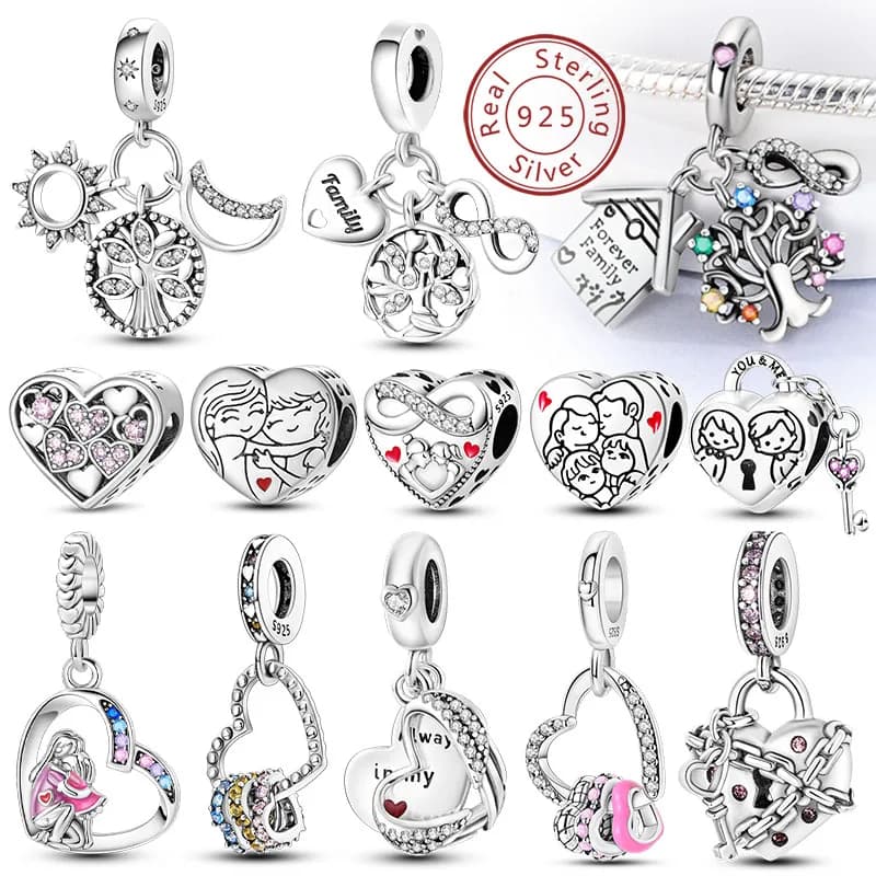 925 sterling silve charms beads forever love heart sister family life charms pendant for bracelet woman jewelry gifts