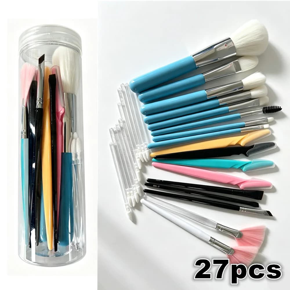 Set di 27 Pennelli Professionali per il Trucco da Donna - Pennelli Morbidi per Cosmetici, Cipria, Ombretto e Fondotinta - Kit da Viaggio Completo per la Bellezza