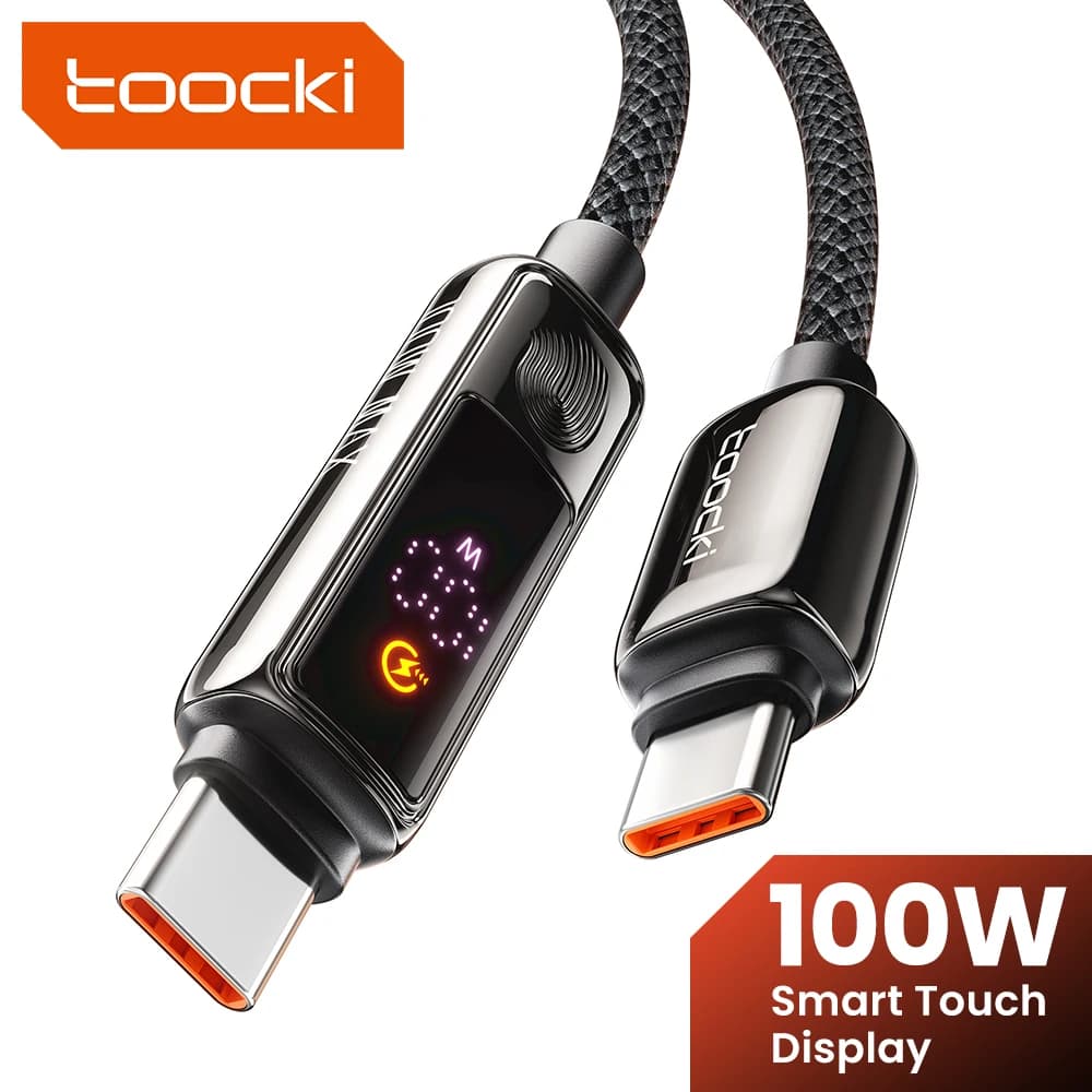 Toocki PD100W Cavo USB C a ricarica rapida Controllo touch intelligente Display di alimentazione Cavo tipo C in lega di zinco per iPhone 16 15 Samsung