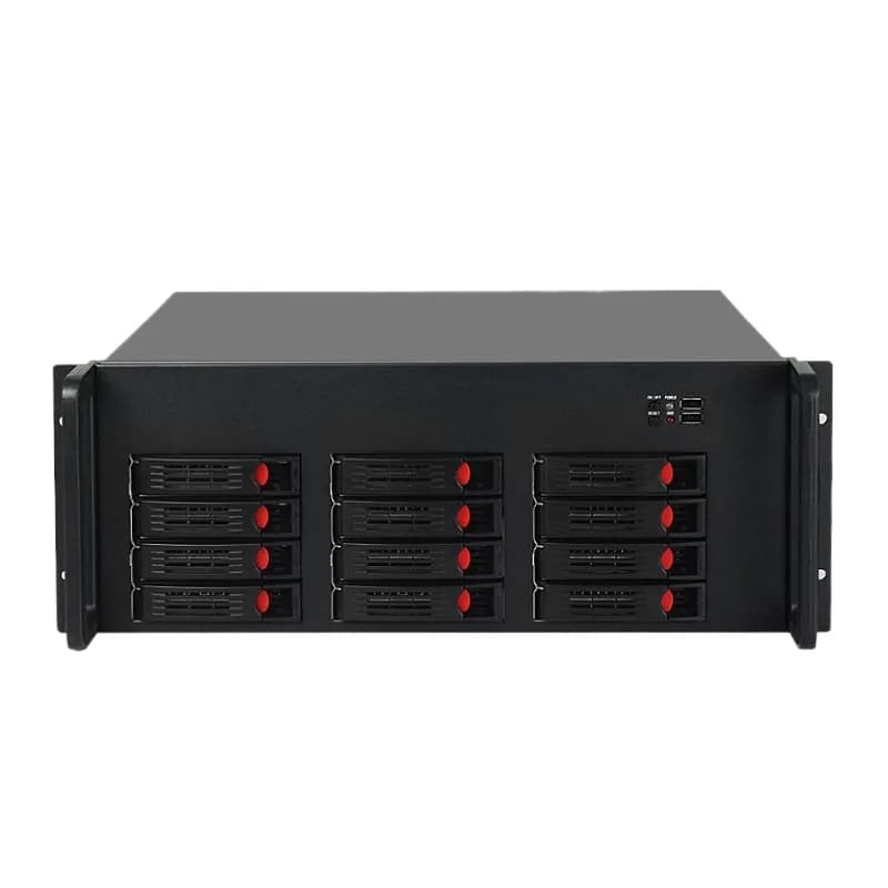 4U Short Depth 320mm 12 Hot Swap Bay Rackmount NAS Storage Server Chassis Support ATX Motherboard 19 Inch Rack Case