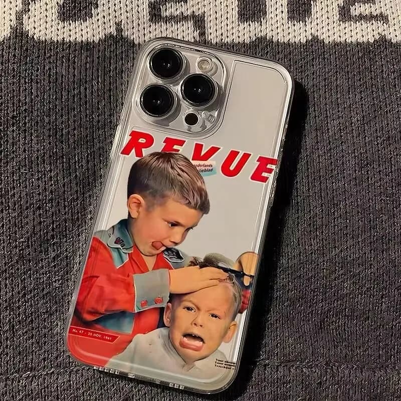 Interesting Little Boy Phone Case For iPhone XS XR X 7 8 Plus 16 15 14 Pro Max Plus 13 12 11 Pro Max Mini Y2K Cartoon Soft Cover