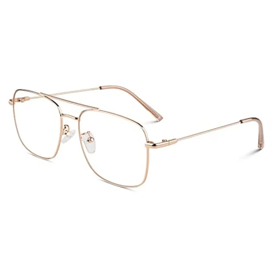 GQUEEN Fake Glasses Women Men Clear Lens Frame UV400 Protect Fas R Pilot Style Eyeglasses