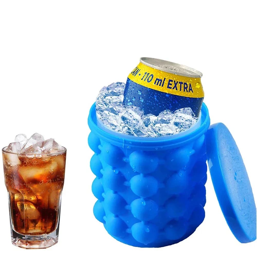 Vassoio per stampi per cubetti di ghiaccio Secchiello per ghiaccio portatile in silicone di grandi dimensioni Macchina per cubetti di ghiaccio Congelatore per vino Armadietto per birra Utensile da cucina Whisky congelato