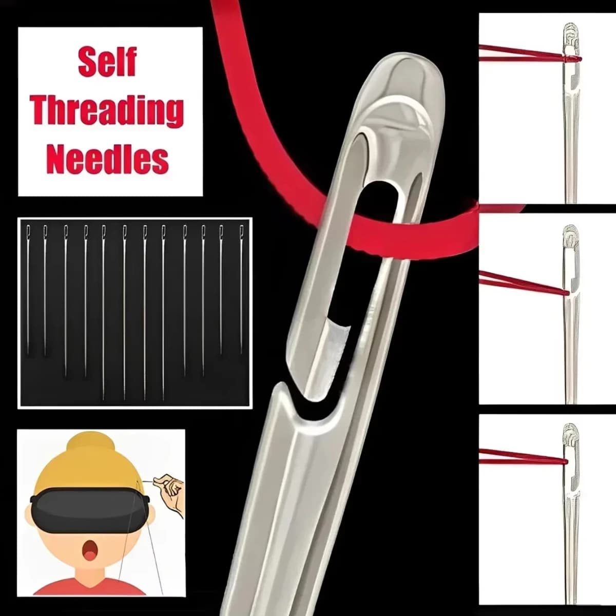 Side Hole Blind Sewing Needles Stainless Steel Elderly Needles Hand Sewing Stitching Pin DIY Home Self Threading Needle XXL