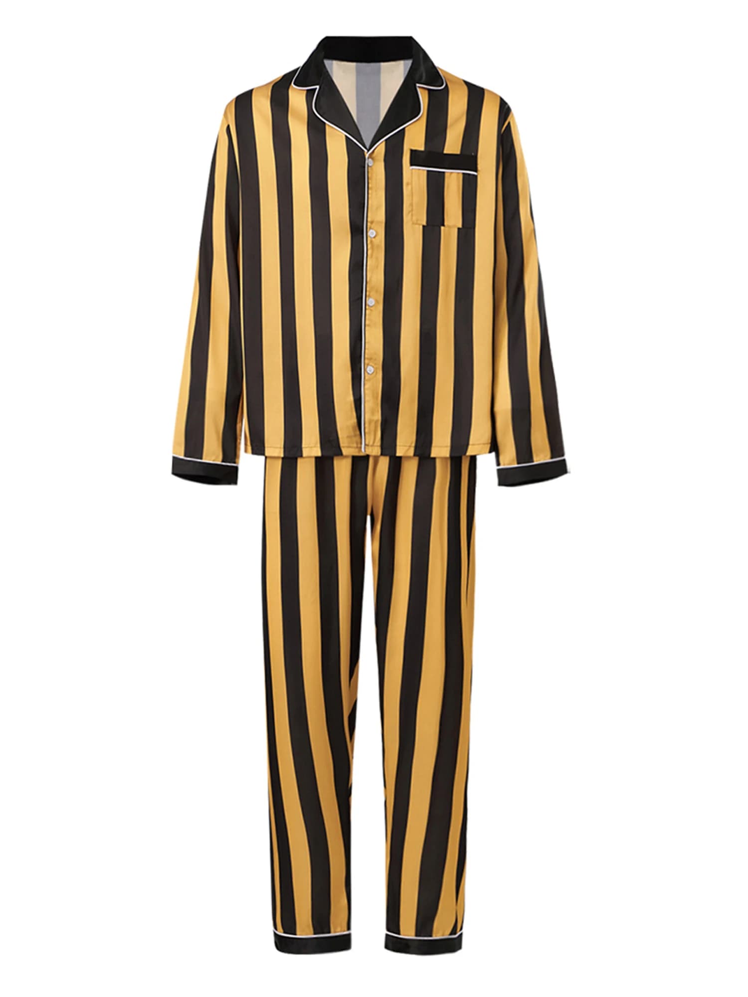 Pigiama coordinato per la famiglia di Halloween, top abbottonati a maniche lunghe a righe e pantaloni elastici in vita, completo da notte per l'autunno