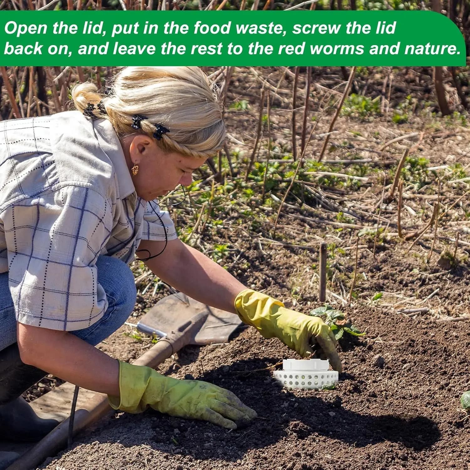 Contenitore per compost da esterno, kit contenitore per compost per fattoria di vermi sotterranei per letti di fiori rialzati domestici