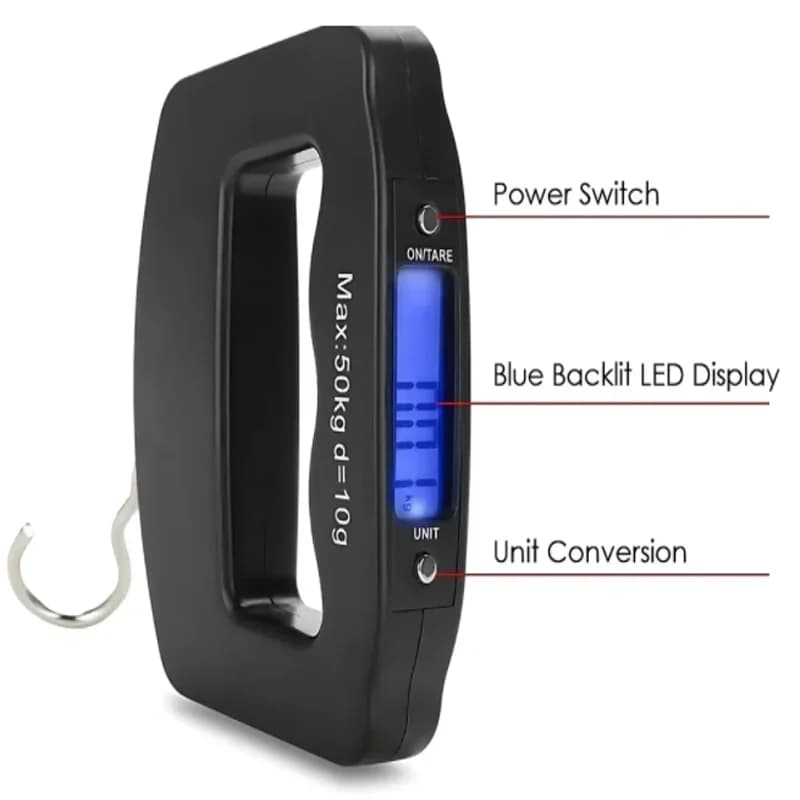 50kg/10g Travel Luggage Scale Portable Handheld Electronic Scale with Hook Gram Scale Express Delivery Fishing Handheld Scale