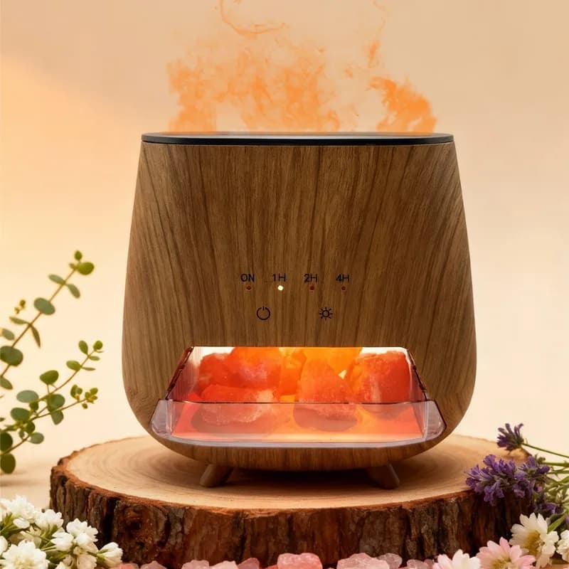 Household Diffuser 200ml, Himalaya Pink Salt Humidifier, Automatic Shutdown and LED Night Light for Bedroom